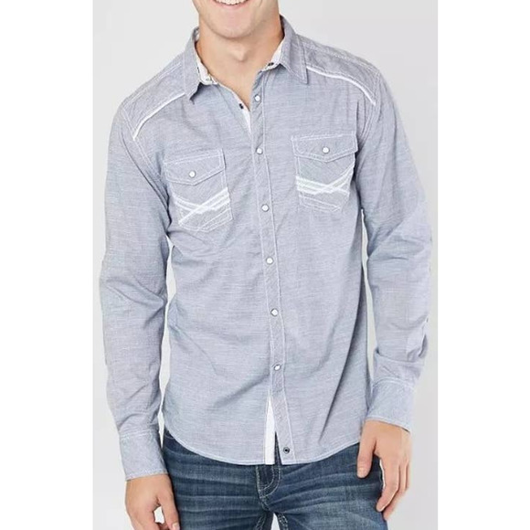 Buckle Other - BKE Buckle Black Mertzon Athletic Stretch Pearl Snap Western Shirt Mens Size XXL